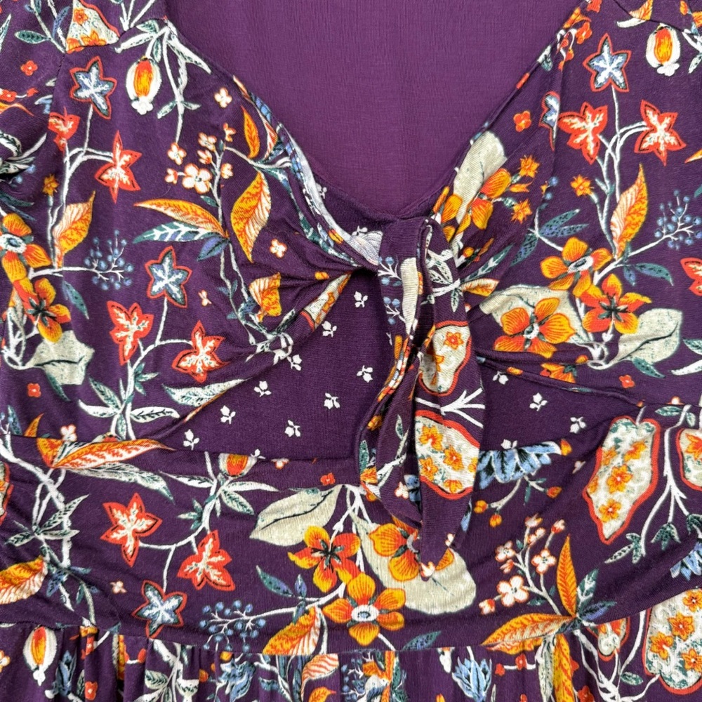 Anthropologie MAEVE soft stretchy knit floral purple dress, S. - Picture 7 of 9